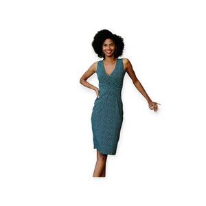 Mata Traders Delia Wrap Dress Medium Organic Cotton Confetti Print Blue Red